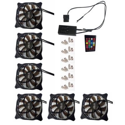 EUROCASE ventilátor RGB 120mm (spot Led), set 6ks + controller