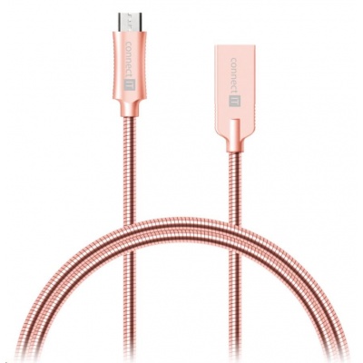 CONNECT IT Wirez Steel Knight Micro USB - USB, metallic rose-gold, 1 m