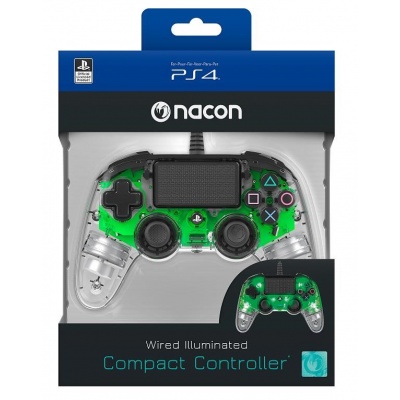 Nacon Wired Compact Controller - ovladač pro PlayStation 4 - průhledný zelený