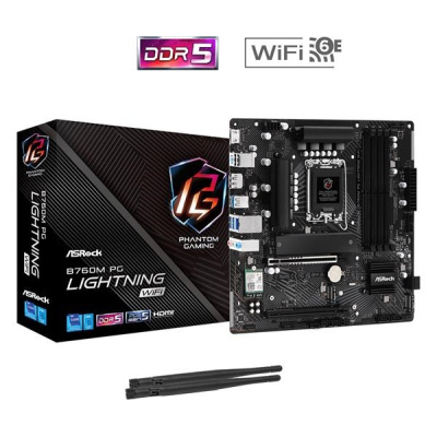 ASRock MB Sc LGA1700 B760M PG LIGHTNING WIFI, Intel B760, 4xDDR5, 1xDP, 1xHDMI, WiFi, mATX