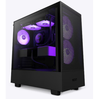 NZXT skříň H5 Flow RGB edition / 2x120 mm fan / USB 3.0 / USB-C 3.1 / RGB / průhledná bočnice / mesh panel / černá