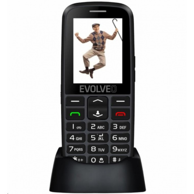 EVOLVEO EasyPhone EG, mobilní telefon pro seniory s nabíjecím stojánkem, černá