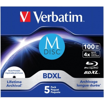 VERBATIM MDisc BDXL (5-pack)Jewel/4x/100GB